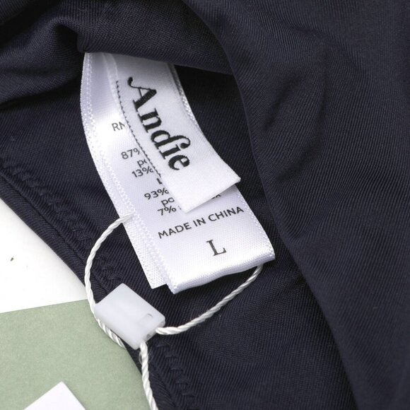 Andie 90s High Waist Bikini Bottom Navy Blue Lightweight Stretch Beach ECO NEW - Picture 6 of 8